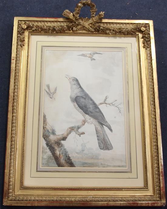 Jabas Heenck (1752-1782) Cuckoo in a landscape 15 x 10in.